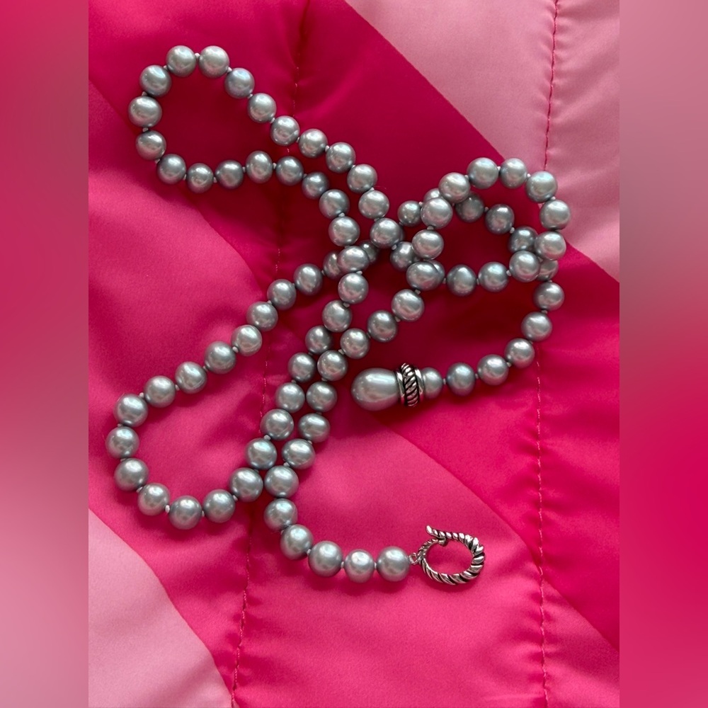honora sterling Silver light silver gray Pearl Necklace new 20inch